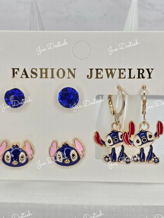 Fashion Jewelry Other - Stitch Blue Enamel Earring Set ER163
